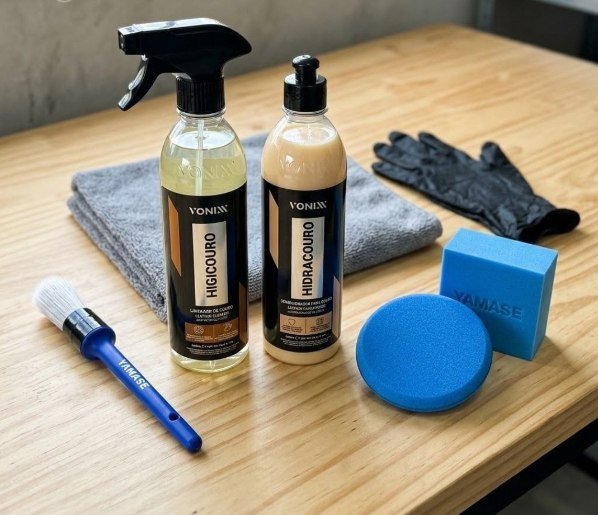 Kit Limpeza Hidratação Couro Vonixx Limpa e Hidrata Bancos Jaquetas Acessórios + Frete Grátis