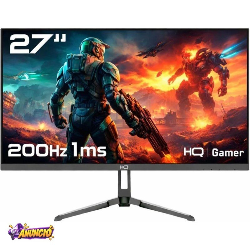 Monitor Gamer HQ Ultra, 27 Pol, IPS, Full HD, 1ms, 200Hz, HDMI/DisplayPort/P2, Preto, HQ27IP200