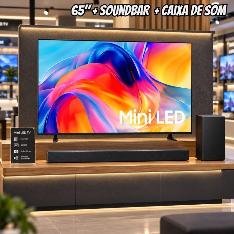COMBO COMPLETASSO, PARCELADOO 65" MINILED + SOUNDBAR B-SERIES!