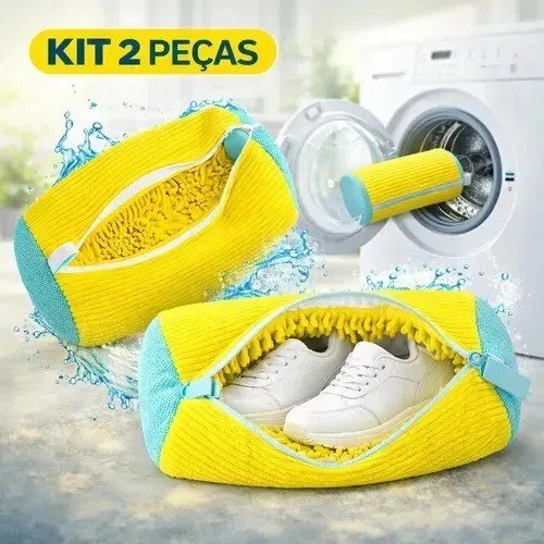 Kit 2 Sacos De Lavagem Tênis Sapatos Multiuso Máquina Lavar Cor