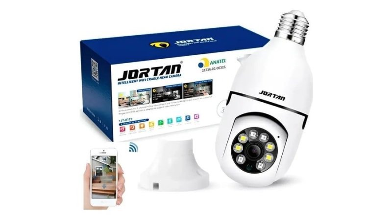 Câmera Lâmpada Segurança Inteligente Visão Noturna HD Wifi Cor Branco