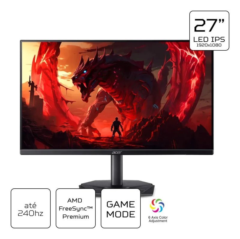Monitor Acer Gamer 27 KG270 240hz 0,5ms Hdr 10 IPS