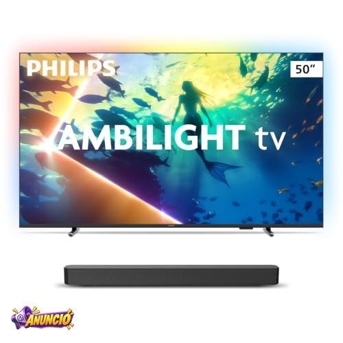 Philips Smart TV Ambilight 50" 4K 50PUG8100/78 + Soundbar TAB4000, Aparelho de Áudio para TV, Bluetooth, HDMI ARC e USB