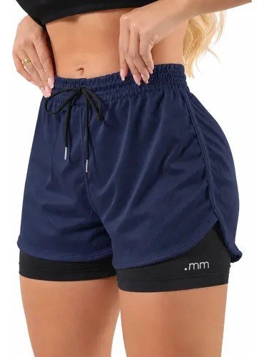Short Duplo Feminino Bermuda 2 Em 1 Compressão Academia