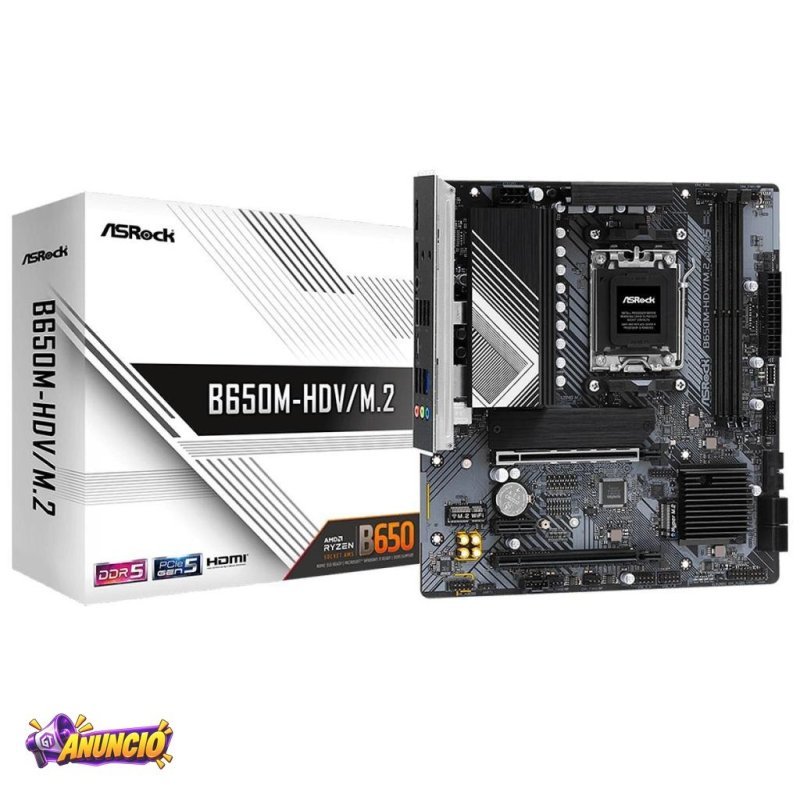 Placa Mãe ASRock B650M-HDV/M.2, Chipset B650, AMD AM5, M-ATX, DDR5
