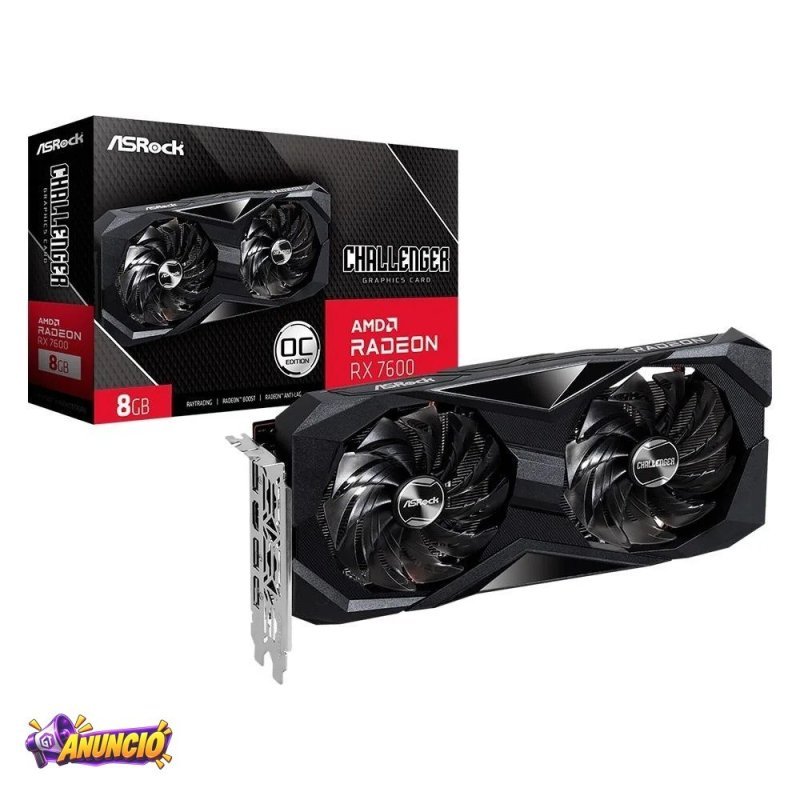 Placa De Video Rx 7600 Challenger Asrock Amd Radeon 8GB Gddr6 90 Ga41Zz 00Uanf