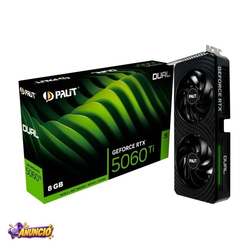Placa De Video Palit RTX 5060 Ti Dual Nvidia Geforce 8GB Gddr7 128Bit Fp4 E Dlss 4 Ray Tracing Ne7506T019P1 Gb2062D