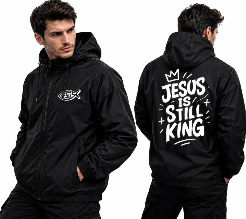 Jaqueta Corta Vento Masculina Jesus Rei Impermeável Premium