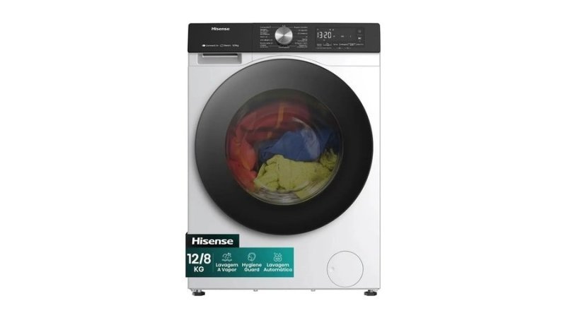 Lava e Seca Hisense 3S 12kg / 8kg Wi-Fi, 4 em 1, Inverter, 16 programas, Ciclo Rápido, Economia de Água-WD3S1243