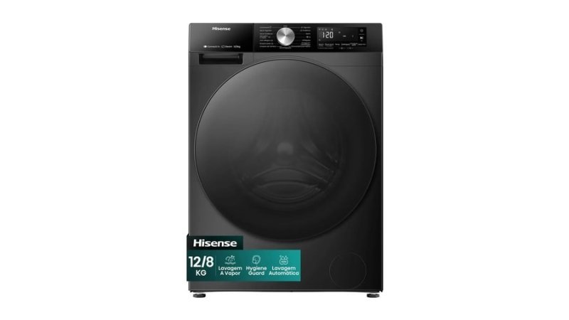 Lava e Seca Hisense 3S 12kg / 8kg Wi-Fi, 4 em 1, Inverter, 16 programas, Ciclo Rápido, Economia de Água-WD3S1243