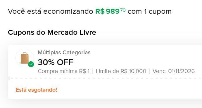30% OFF em selecionados no Mercado Livre