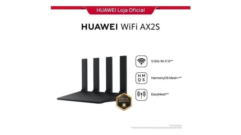 Huawei WiFi Ax2s Roteador Ws7000 V2 Dual Band 4 Antenas 5 GHz Wi-Fi 6
