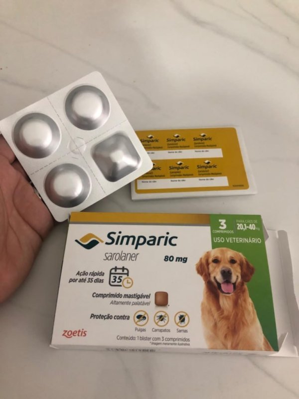 Zoetis Simparic 80mg de 20,1 - 40 kg 03 Comprimidos