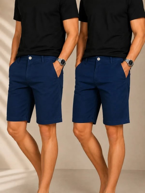 Kit Com 2 Bermudas Masculina Social Chino Sarja Sport Fino Verona