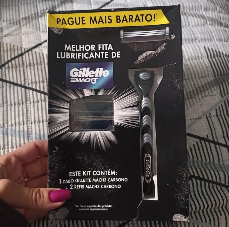 Kit Gillette Mach3 Carbono 1 Cabo + 2 Cargas + Frete Grátis