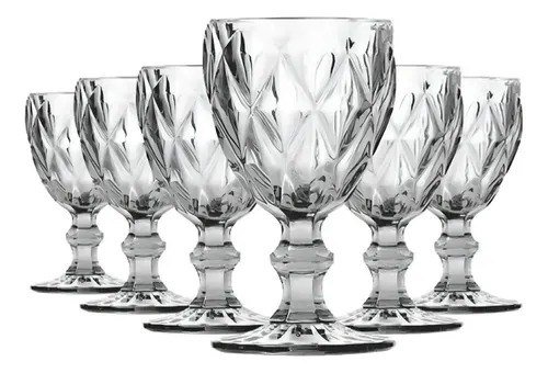 Jogo De Taças Bela Flor Vidro Diamond 330ml C/6 Incolor Lava-louças