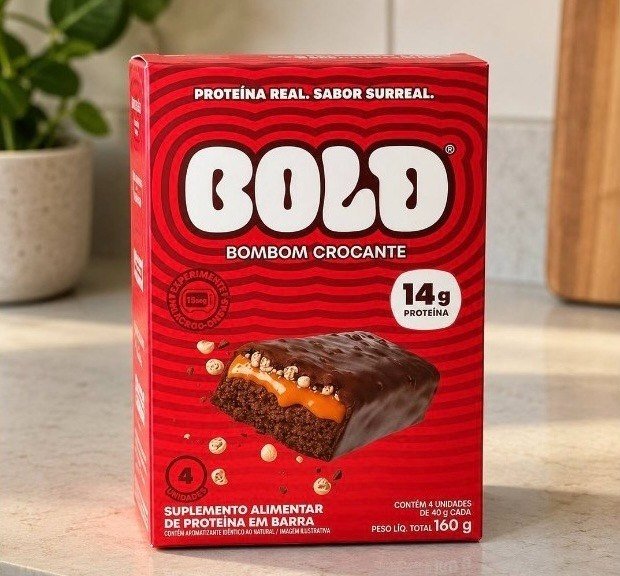 Bold Barra de Proteina Bombom Crocante 14g Kit com 4 Unidades + Frete Grátis