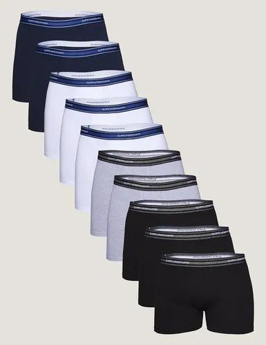 Kit 10 Cuecas Boxer Lupo Masculino Algodão Azul-marinho/Cinza/Branco/Preto Liso M