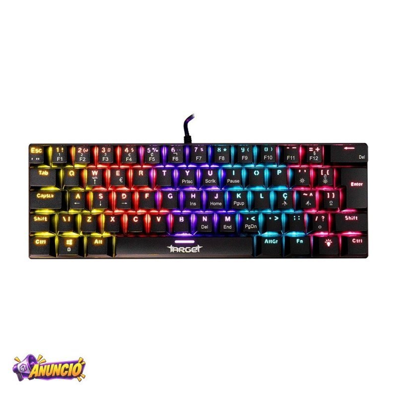 Teclado Mecanico TGT Sherman V3 C1, Rainbow, ABNT2, Switch Vermelho, Preto, TGT-SHRC-RD01