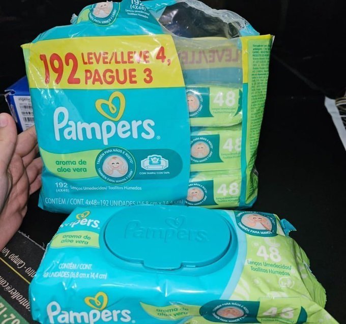 Kit 192 un. Lenços Umedecidos Pampers Aroma de Aloe Vera + Frete Grátis