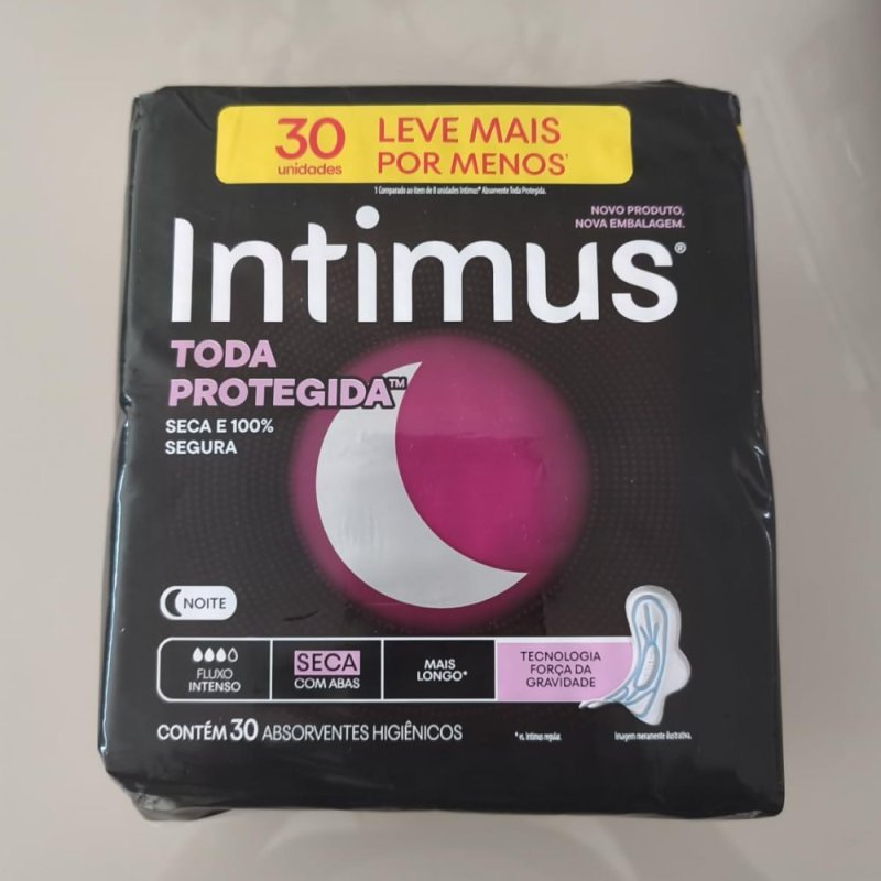 30 un. Absorvente Intimus Tripla Proteção Noite Seca Suave Com abas