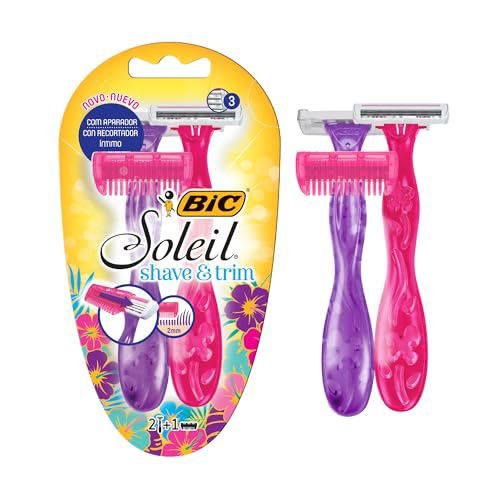 BIC Aparelho De Depilação Soleil Shave & Trim 3 Lâminas 930184 2 Uni + Aparador De Pelos Pacote De 2