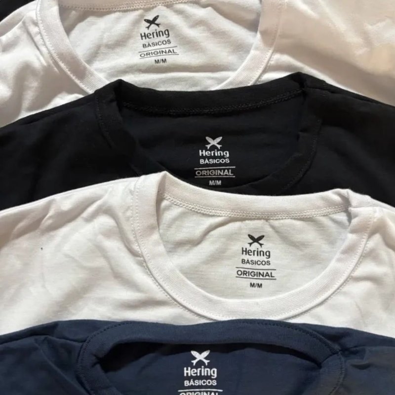 Kit 5 Camisetas Básica Hering Algodão Masculina Original (P ao XG)