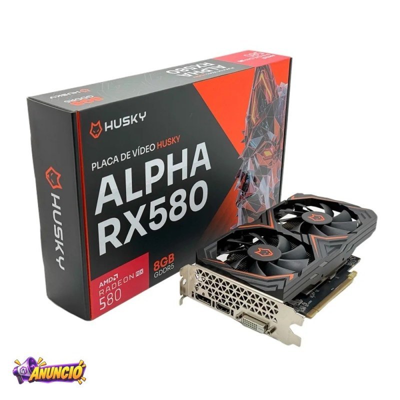 Placa De Video Husky Alpha Rx 580 Amd 8GB Gddr5 256 Bit Hdmi Dvi Displayport Hvg580