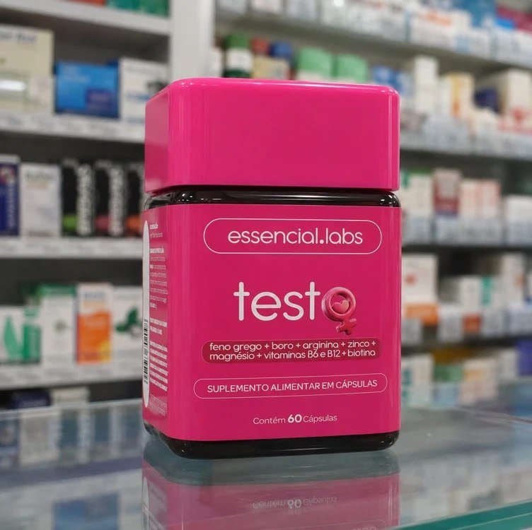 TESTO ESSENCIAL para MULHERES - Fórmula Exclusiva com Feno Grego + Boro + Arginina + ZMA + Biotina + Vitaminas B6 e B12 - 60 Cápsulas