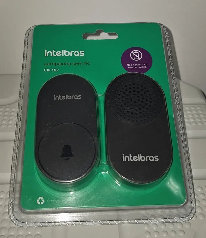 Campainha Intelbras Cik 102 Sem Fio Não Precisa De Bateria ! Preto + Frete Grátis