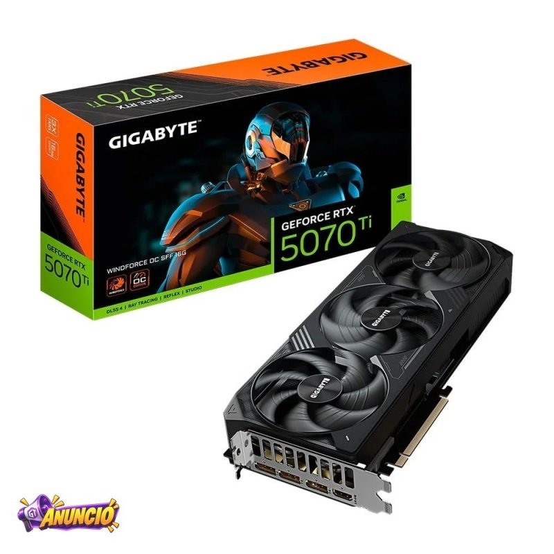 Placa De Video Gigabyte RTX 5070 Ti Windforce Oc Sff 16G Nvidia Geforce 16GB Gddr7 256Bits Dlss Ray Tracing 9Vn507Two 00 G10