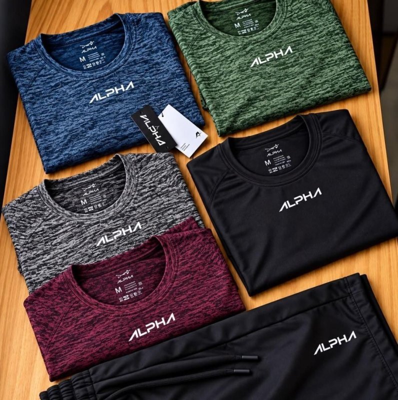 Kit 5 Camisetas New Fluid Mescla Dry Alpha Masculina (P ao GG)