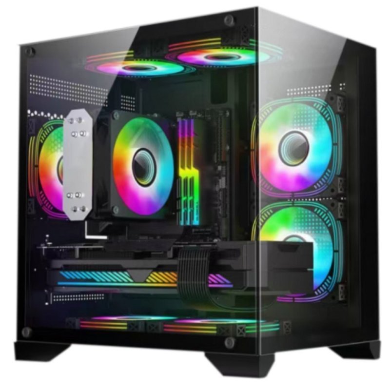 Gabinete Gamer Gb1790 Hayom 4 Fans Rgb Micro-atx Vidro Temp Cor Preto