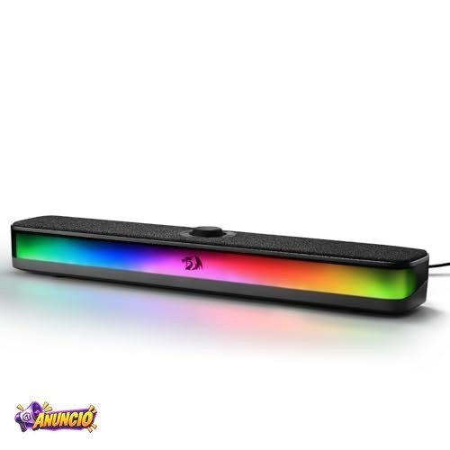 Soundbar Gamer Redragon Neo RGB Preto USB Tipo-C Falantes Duplos 2x5W RMS com Roda de Volume Revestimento em Tecido GS515