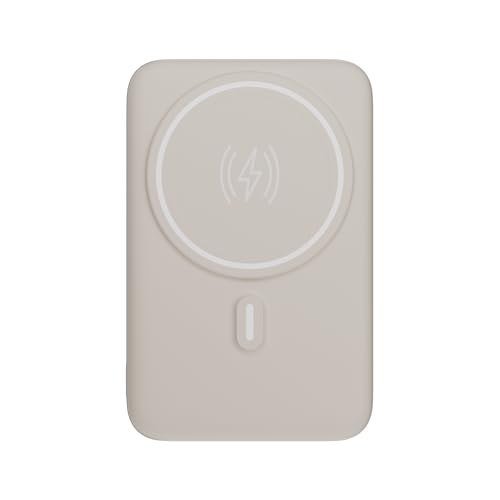 Geonav Power Bank, Carregador Portátil Universal por Indução 10.000mAh, Carregamento rápido, Suporte Dobrável, Compatível com MagSafe PB10MAGOW Off White