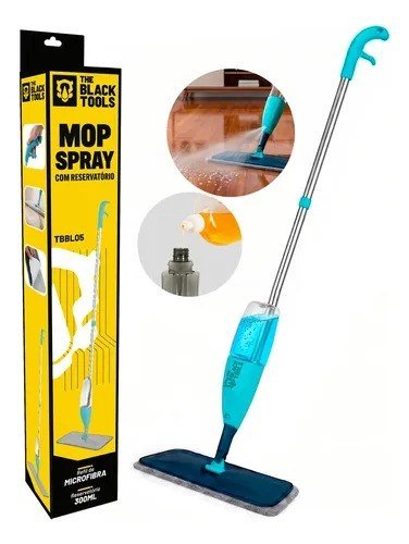 Mop Spray Rodo Com Reservatório Vassoura Mágica Limpeza Azul