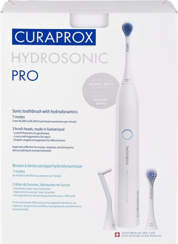 Curaprox Escova de dentes Hydrosonic Pro Sonic para dentes sensíveis, implantes e aparelhos