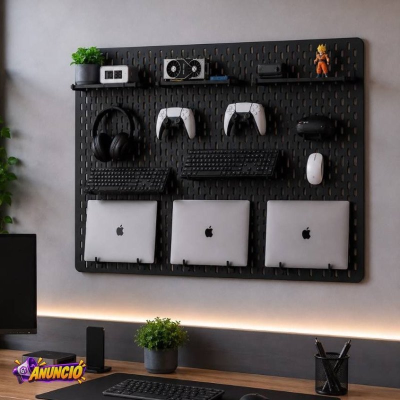 Pegboard G Premium Mdf Setup Gamer Home Office Preto