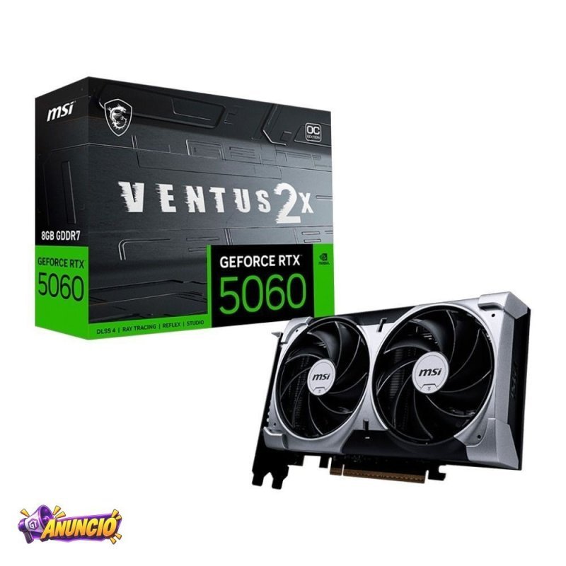 Placa de vídeo NVIDIA GeForce MSI RTX 5060 8GB VENTUS 2X OC Blackwell - 912-V537-017