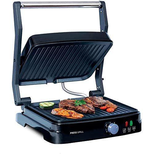 Grill Elétrico Mallory Asteria – Multifuncional, Placas Antiaderentes, 180º de Abertura, Controle de Temperatura 5 Posições - 127V