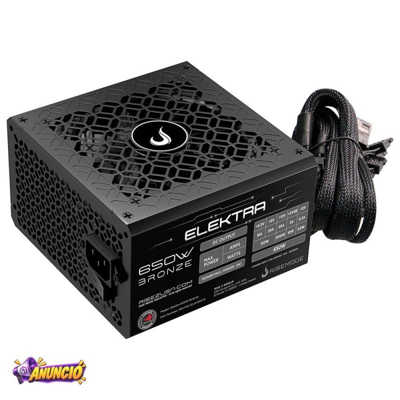Fonte Gamer Rise Mode Elektra 650W Bronze Pfc Ativo Preto Rm Psu Elk 650 B