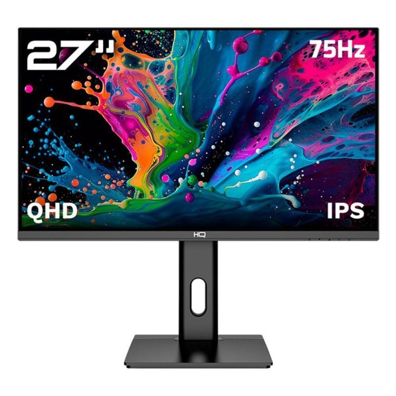 Monitor HQ Pro 27”, IPS, 1MS, QHD 2560x1440, Ergonômico, Ajuste de Altura e Rotação, HDMI + DP Frameless HQ27AJ75