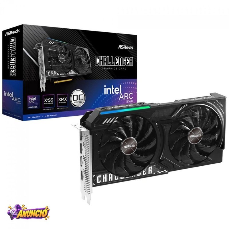 Placa De Vídeo ASRock Intel Arc B570 Challenger OC, 10GB, GDDR6, XeSS, Ray Tracing, B570 CL 10GO