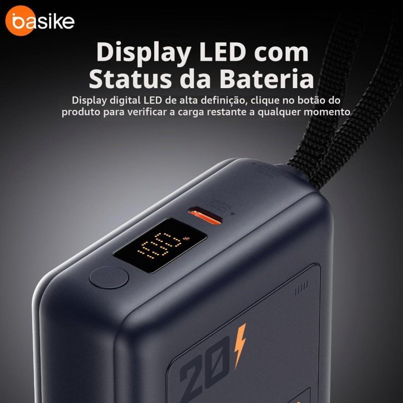 Basike Carregador Portátil 65W, Power Bank 20000mAh Power Delivery (Azul)