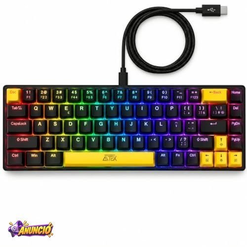 Teclado Mecânico 65% DELTAGaming 68 Teclas LED RGB Usb p/PC, Notebook, ps5