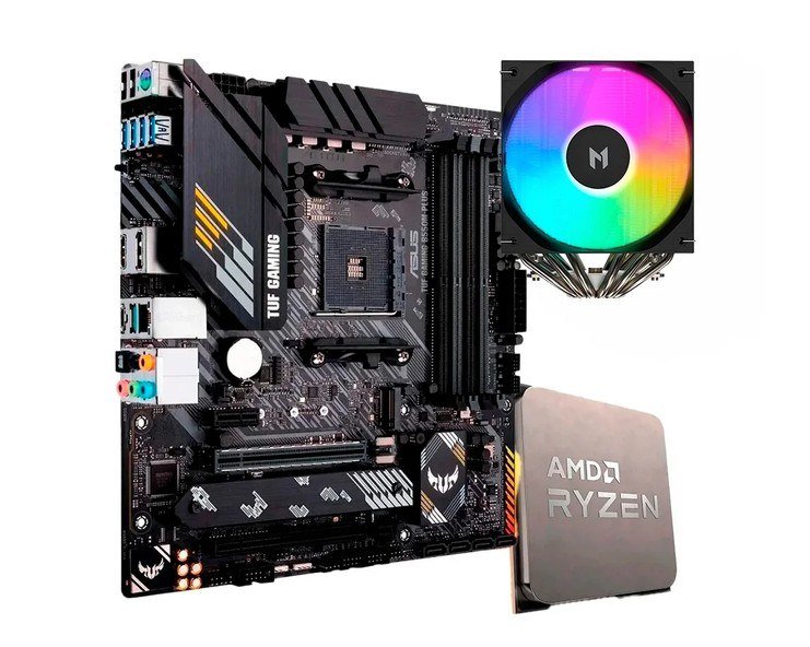 Placa-Mãe ASUS TUF Gaming B550M-Plus, mATX, DDR4 + Processador AMD Ryzen 7 5700X + Air Cooler MACH1 WIND
