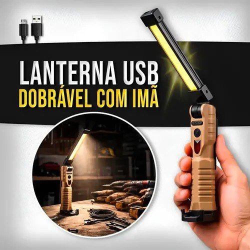 Lanterna Led Usb-c Dobrável Magnética Recarregável 7 Modos