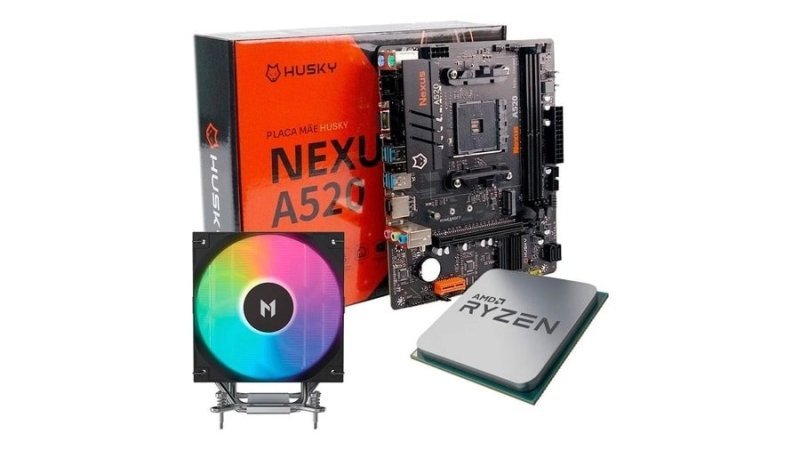 Kit Upgrade Placa-Mãe Husky Nexus A520 + Processador Amd Ryzen 5 5500F + Air Cooler Mach1 Artic