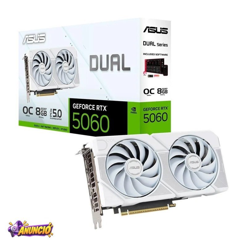 Placa De Video Asus Dual Rtx 5060 White Oc Edition Nvidia Geforce 8GB Gddr7 Dual RTX 5060 O8G White
