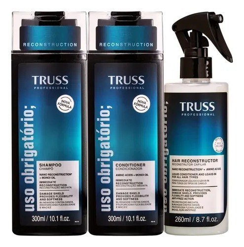 Kit Truss Uso Obrigatório com Shampoo, Condicionador e Spray Reconstrutor